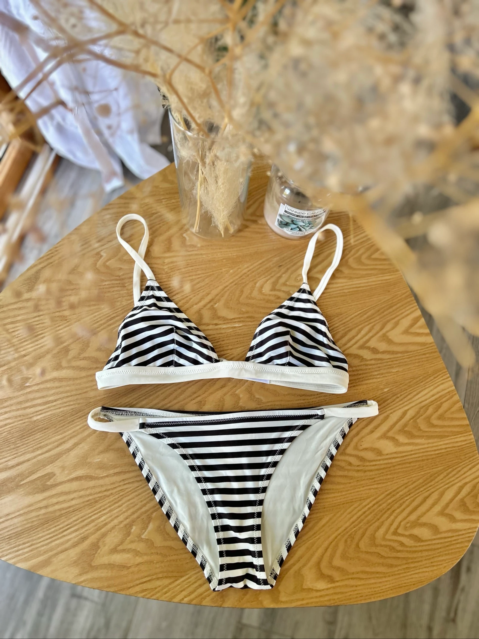 Biquíni listrado preto e branco em poliamida Tamanho M 38 Solid & Striped – photo 13
